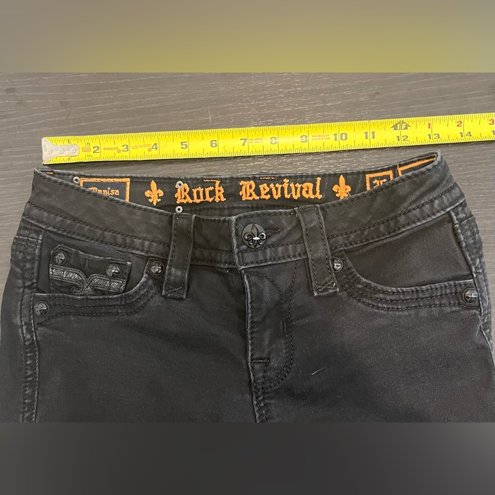 Rock Revival Marisa Black Denim Skinny Jeans Womens Low-Rise Casual Size 26x32 - Picture 10 of 11